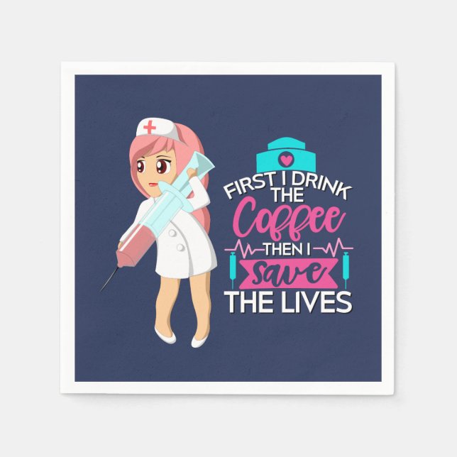 Lönsam sjuksköterska med stort Hypodermic Nål Pappersservett (Framsidan)