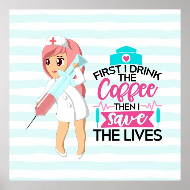 Lönsam sjuksköterska med stort Hypodermic Nål Poster (Framsidan)