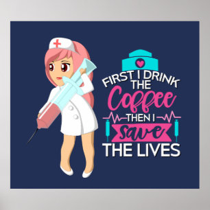 Lönsam sjuksköterska med stort Hypodermic Nål Poster