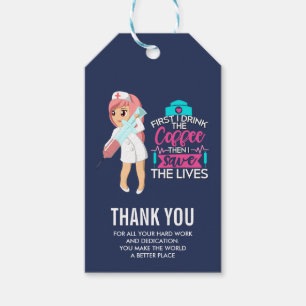 Lönsam sjuksköterska med stort Hypodermic Nål Presentetikett