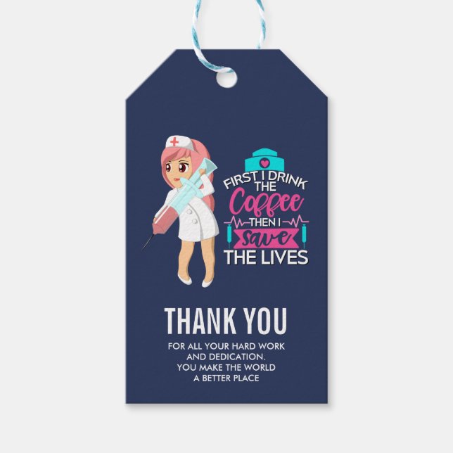 Lönsam sjuksköterska med stort Hypodermic Nål Presentetikett (Framsidan)