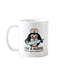 Lönsam sjuksköterska, mugg med söt penguin sjukskö