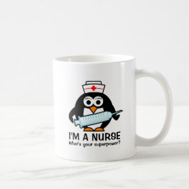 Lönsam sjuksköterska, mugg med söt penguin sjukskö