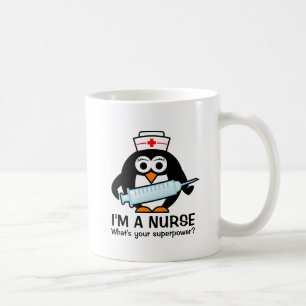 Lönsam sjuksköterska, mugg med söt penguin sjukskö