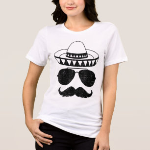 Lönsam Sombrero Ansikte med mustache för mexikansk T Shirt