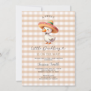 Lönsam spansk goose Gingham Baby Shower Inbjudningar