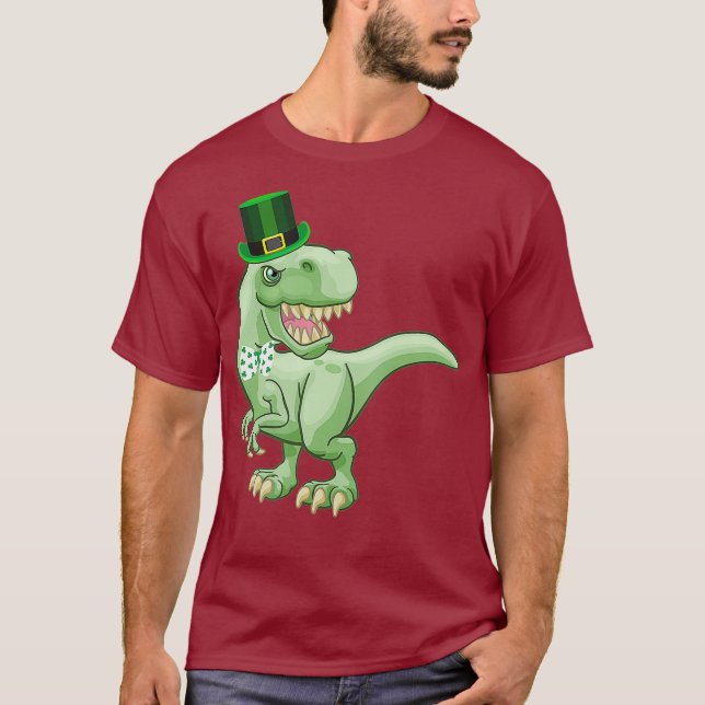 Lönsam St patricks day TRe Irish Dinosaur with T Shirt (Framsida)