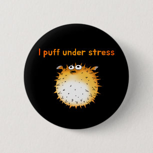 Lönsam Stressat Tecknad av Pufferfish Knapp