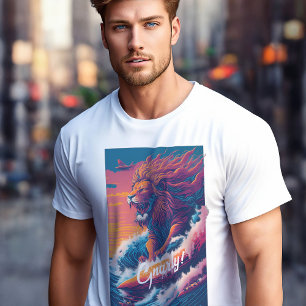 Lönsam Surfa Lejon Gnarly på vågen för riktig surf T Shirt