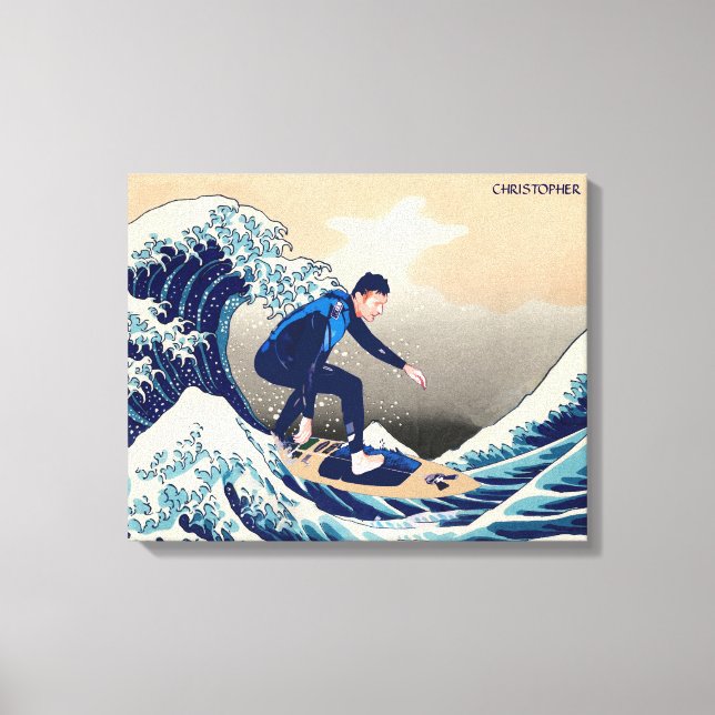 Lönsam surfing på Hokusai Underbara våg Canvastryck (Framsida)