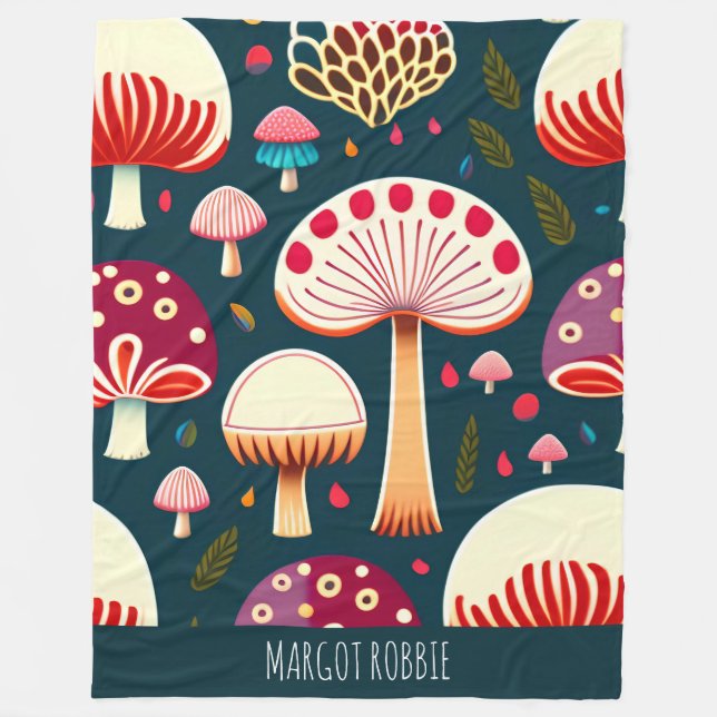 Lönsam svamp Röda vattenfärgen Mönster Fleecefilt (Framsidan)