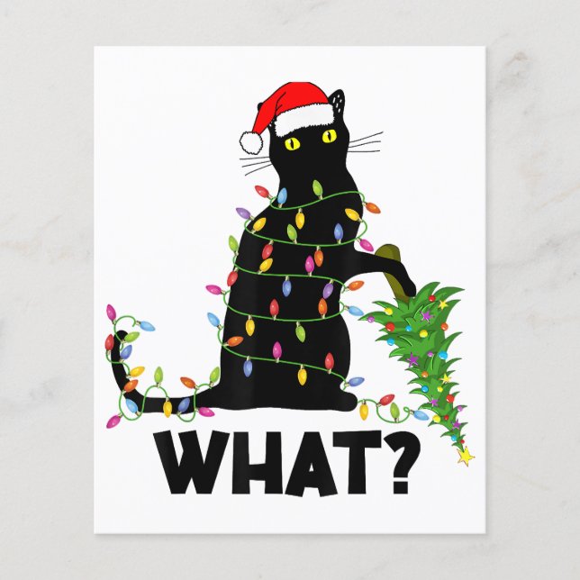 Lönsam svart katt som pressar Julgran över katt (Framsida)