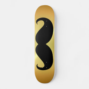 Lönsam svart mustasch mot guld bakgrund skateboard bräda 21,5 cm