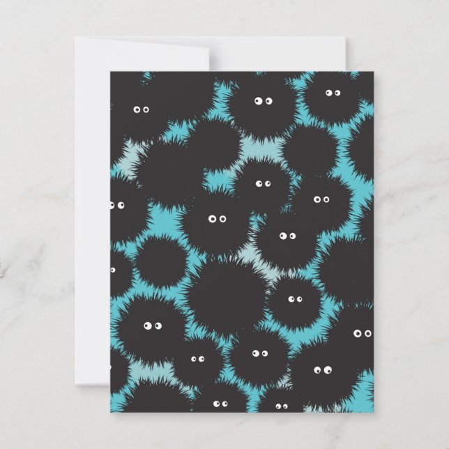 Lönsam svartfluffy-monster anteckningskort (Framsida)