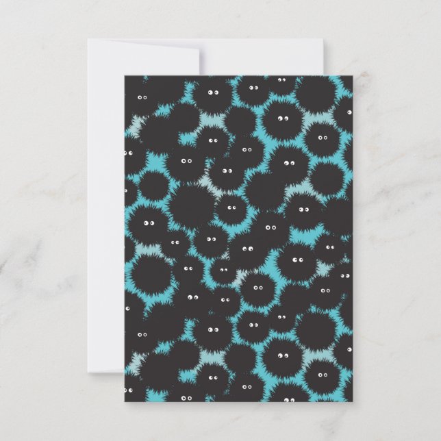 Lönsam svartfluffy-monster tack kort (Framsida)