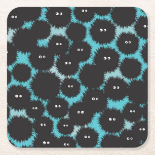 Lönsam svartfluffy-monster underlägg papper kvadrat