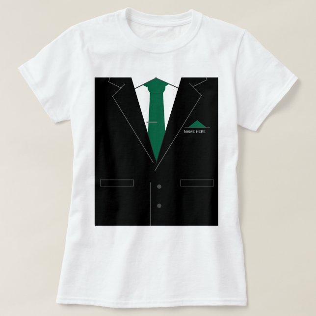 Lönsam T-Shirt Black Kostym och Tie Anpassningsbar (Design framsida)