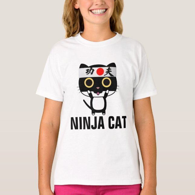Lönsam T-shirts för barn NINJA CAT (Framsida)