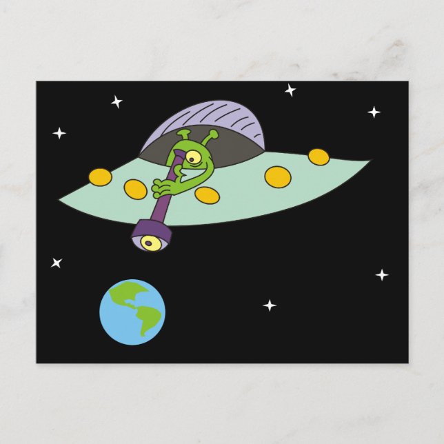 Lönsam Tecknad Alien och Earth Postcard Vykort (Framsida)