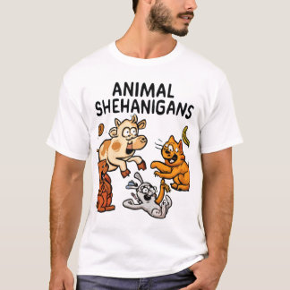Lönsam Tecknad Animal Chaos Scene T Shirt