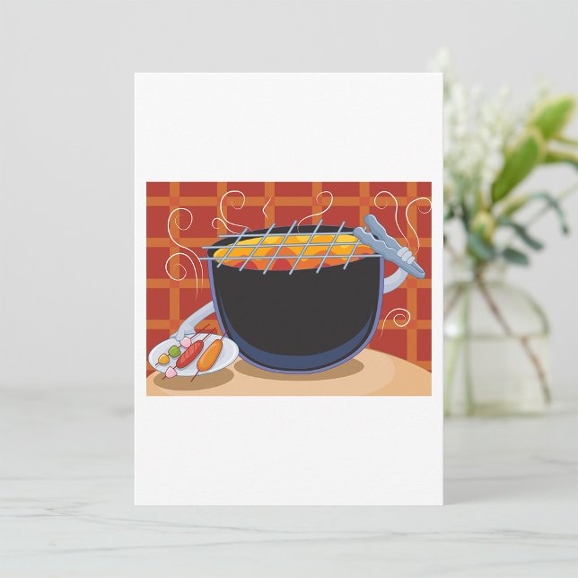 Lönsam Tecknad BBQ Grill med Tongs och Skewers Inbjudningar (Skapare uppladdad)