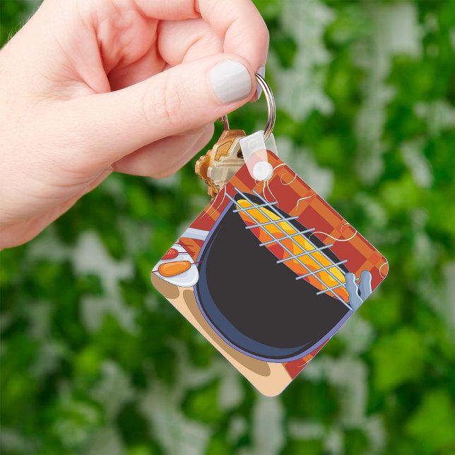 Lönsam Tecknad BBQ Grill med Tongs och Skewers Nyckelring (Skapare uppladdad)