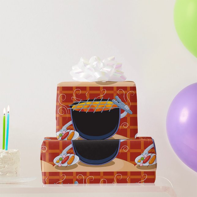 Lönsam Tecknad BBQ Grill med Tongs och Skewers Presentpapper (Skapare uppladdad)