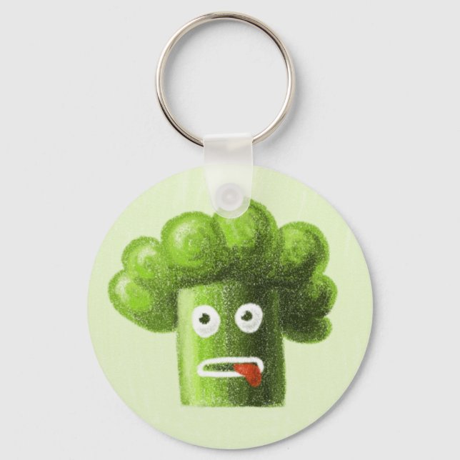 Lönsam Tecknad Broccoli är hälsosam mat Nyckelring (Framsida)