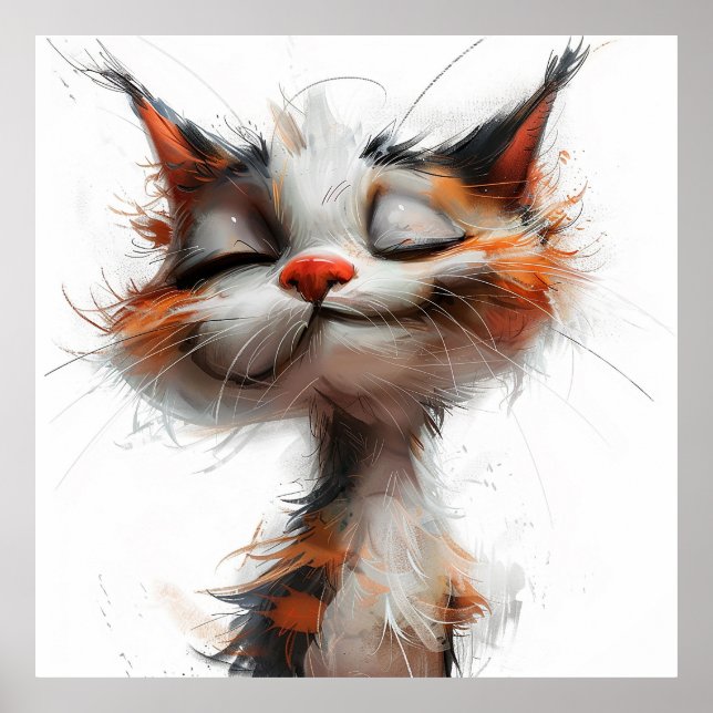 Lönsam Tecknad Caricature Cat Poster (Framsidan)
