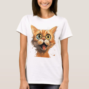 Lönsam Tecknad Caricature Cat T Shirt