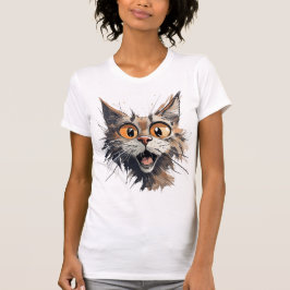 Lönsam Tecknad Caricature Cat T Shirt