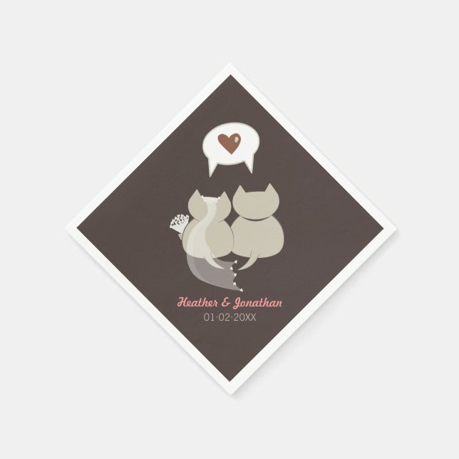 Lönsam Tecknad Cats Bröllop Rehearsal Napkins Pappersservett (Hörn)