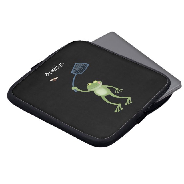 Lönsam tecknad för grönt-groda-svällning laptop fodral (Framsida topp)
