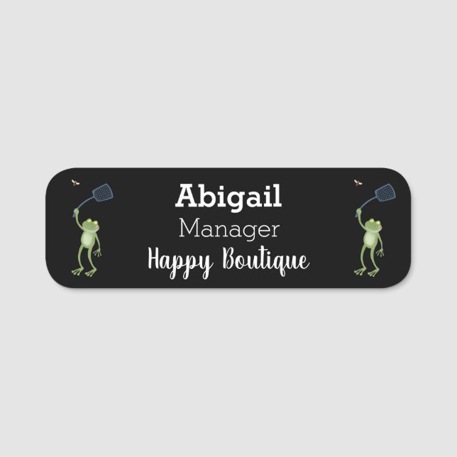 Lönsam tecknad för grönt-groda-svällning namnbricka (Framsida)