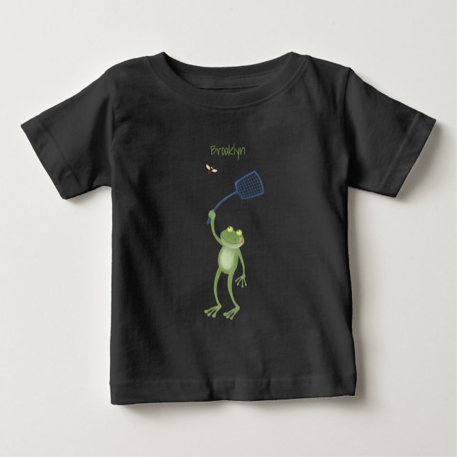 Lönsam tecknad för grönt-groda-svällning t shirt (Framsida)