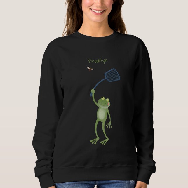 Lönsam tecknad för grönt-groda-svällning t shirt (Framsida)