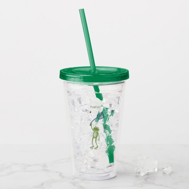 Lönsam tecknad för grönt-groda-svällning take away mugg (Framsida Ice)