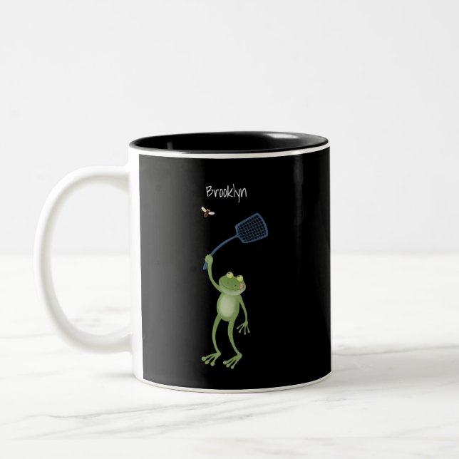 Lönsam tecknad för grönt-groda-svällning Två-Tonad mugg (Vänster)