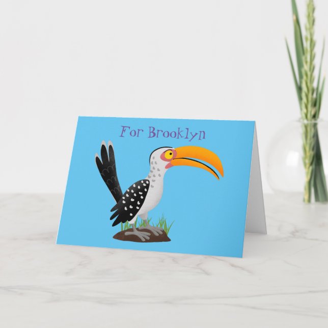 Lönsam tecknad för gult av hornbill safari kort (Framsida)