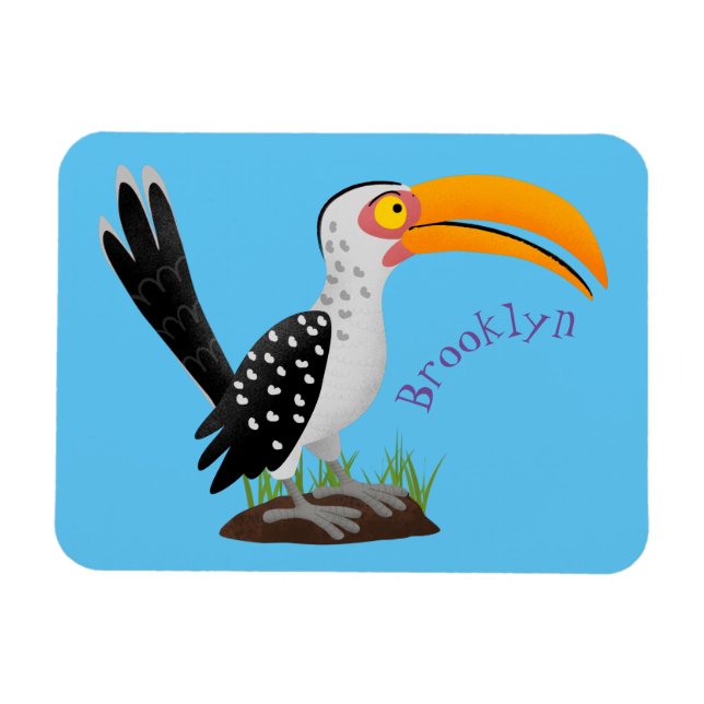 Lönsam tecknad för gult av hornbill safari magnet (Horisontell)
