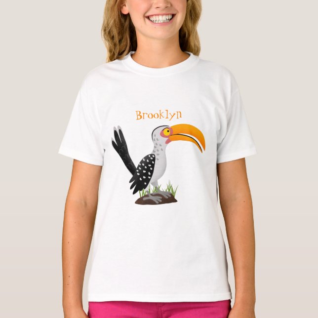 Lönsam tecknad för gult av hornbill safari t shirt (Framsida)