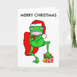 Lönsam Tecknad Frog Santa God jul Helgkort