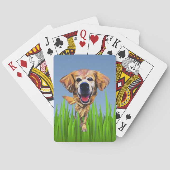 Lönsam Tecknad Golden Retriever Deck of Cards Casinokort (Baksidan)