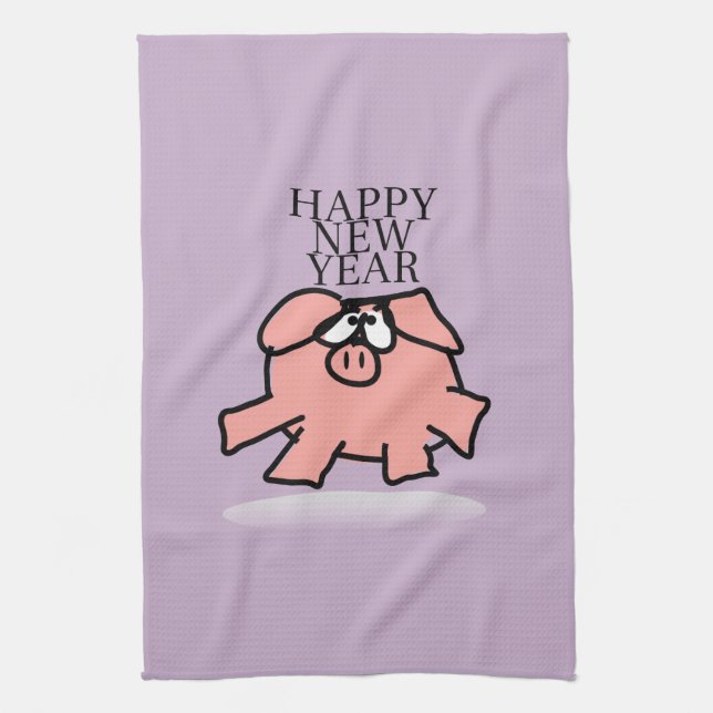 Lönsam Tecknad Gris New Year Kitchen Towel Kökshandduk (Vertikal)