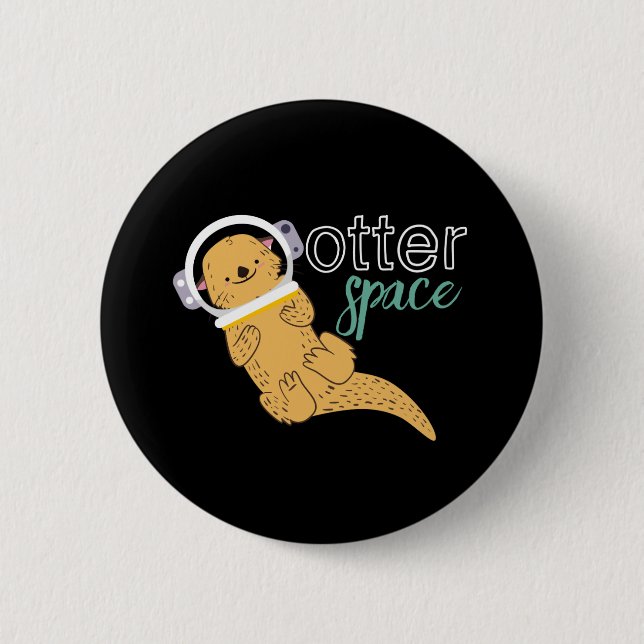Lönsam Tecknad Humor Otter Space Knapp (Framsida)