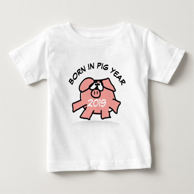 Lönsam Tecknad Illustration Rosa Gris 2019 Baby Te T Shirt (Framsida)