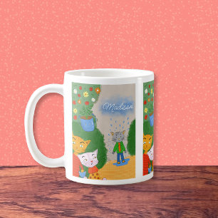 Lönsam Tecknad Katt-kaffe Mugg med Namn