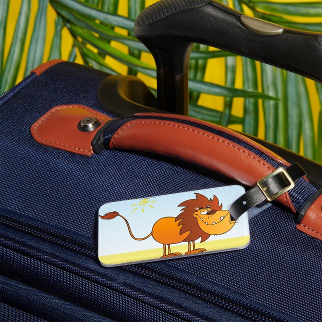 Lönsam Tecknad Lejon i Sol Safari Animal Bagagebricka (Skapare uppladdad)