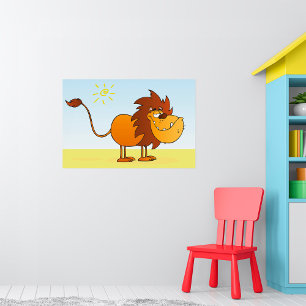 Lönsam Tecknad Lejon i Sol Safari Animal Poster