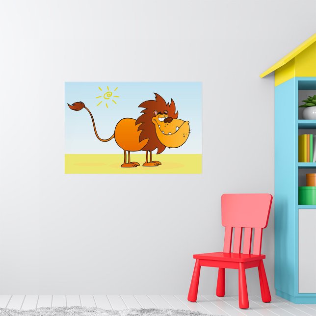 Lönsam Tecknad Lejon i Sol Safari Animal Poster (Skapare uppladdad)